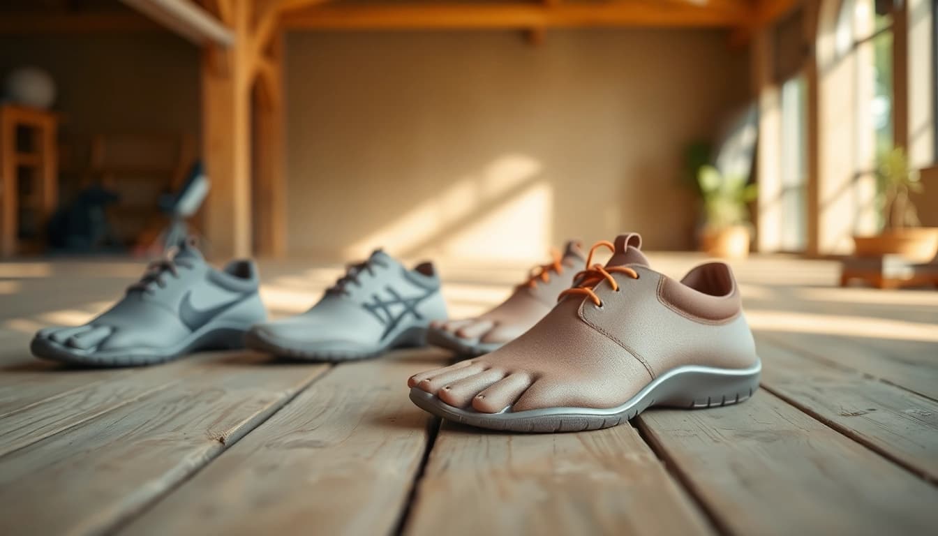 Bequeme Barefoot Schuhe in natürlicher Umgebung präsentieren, ideal für aktives Leben.