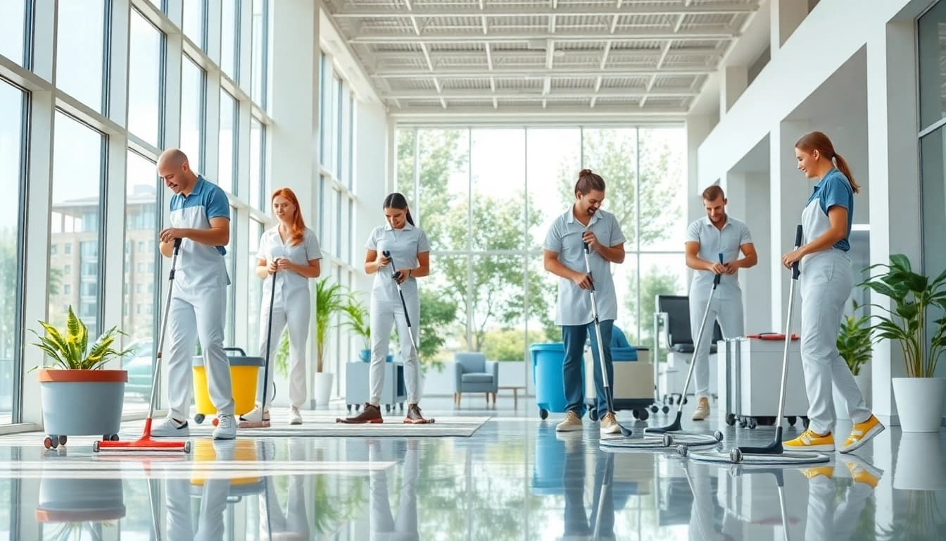 Effektive Gebäudereinigung Ulm in Aktion mit einem professionellen Team.