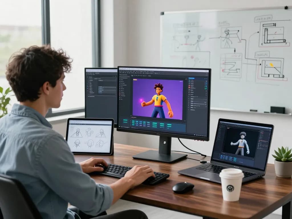 Innovative motion control AI workspace showcasing software development and animation creation.