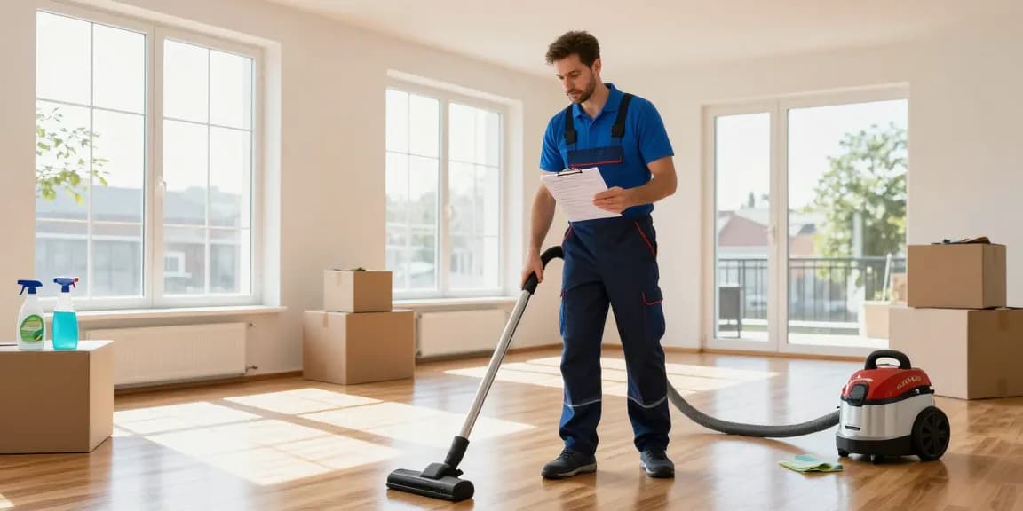 Thorough umzugsreinigung solothurn by a professional in a bright, clean apartment, showcasing meticulous attention to detail.