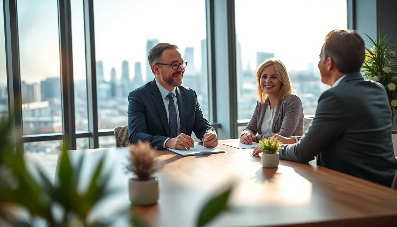 mmobilienmakler Frankfurt Riedberg berät Kunden in einem modernen Büro.