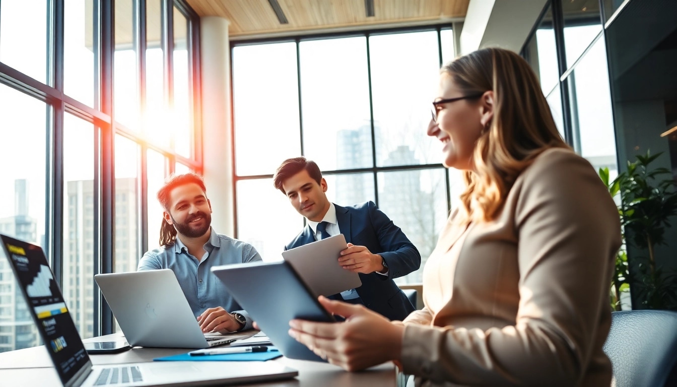 Headhunter Lübeck engaging with clients in a professional office setting.