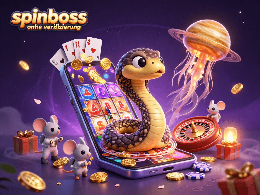 spinboss ohne Verifizierung: Illustration eines Spielautomaten mit intergalaktischem Flair und Wettbewerbselementen