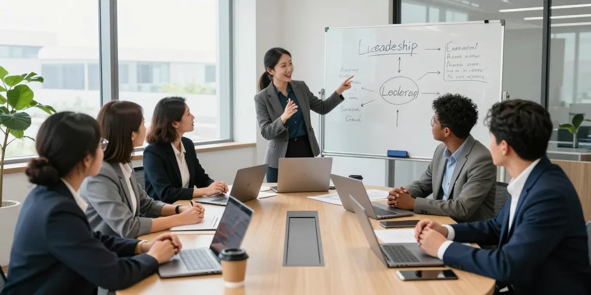 Führungsverhalten bewerten: Teammeeting zur anonymen Arbeitgeberbewertung in modernem Büro.