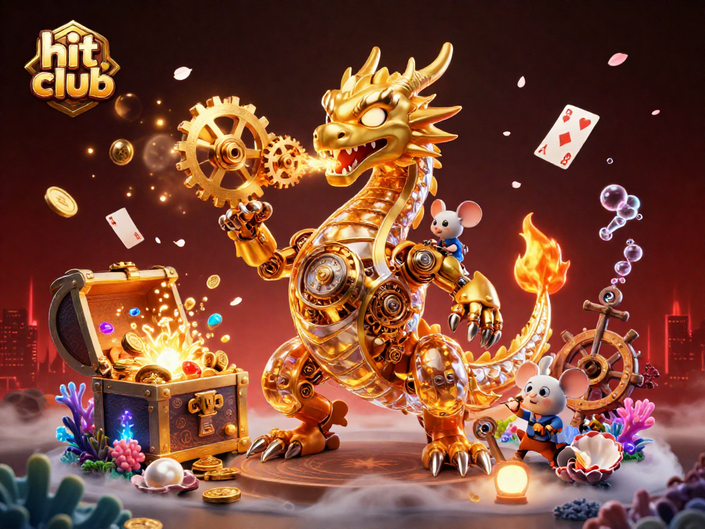 Engage with hit club's thrilling world of gaming in this vibrant 3D casino scene filled with excitement.