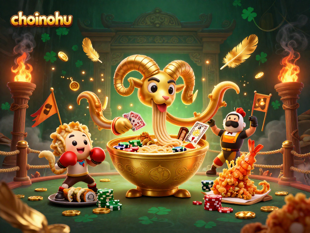 Engage in exciting gameplay with choinohu's vibrant 3D illustrated casino scene featuring unique characters and elements.