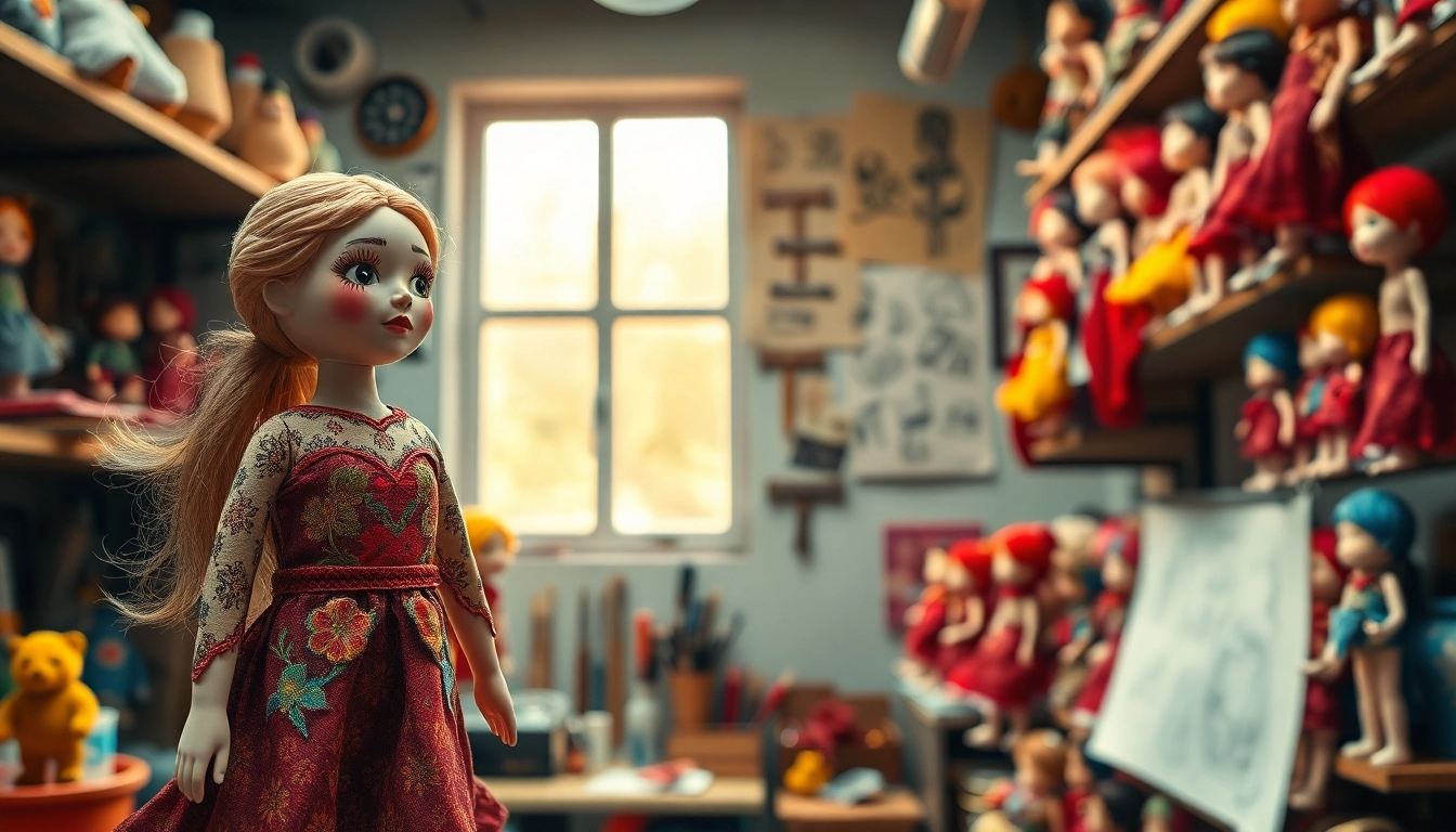 Erstelle einzigartige Gutdolls in einem kreativen Künstleratelier.
