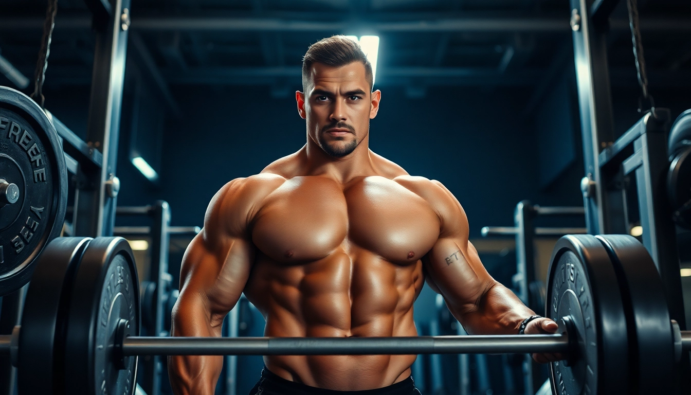 Der trenbolon preis zeigt einen bodybuilder im Fitnessstudio mit Gewichten.