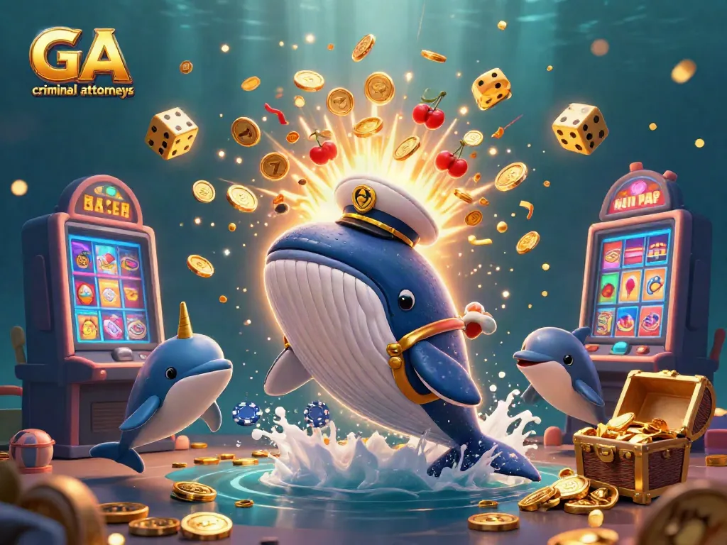 Engaging scene of GA criminal attorneys with cartoon animals in a vibrant casino setting.