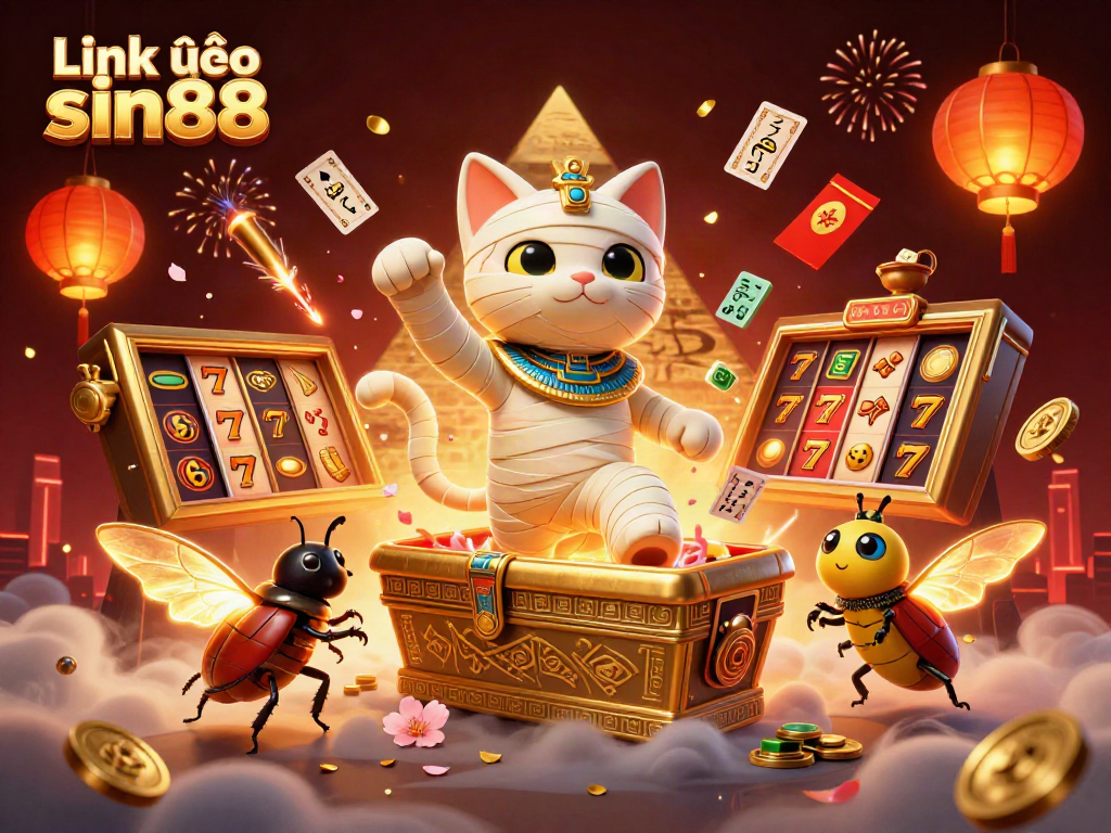 Spin for rewards with Link vào sin88 in a vibrant 3D casino scene filled with treasures.