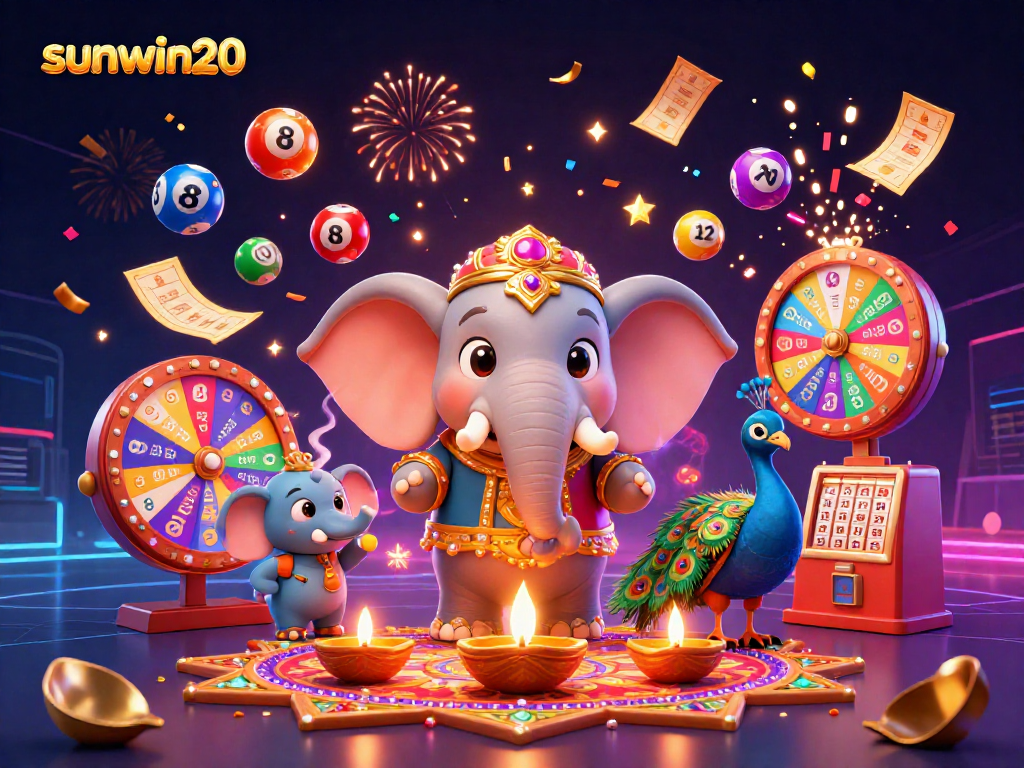 Experience the thrilling world of sunwin20 with this vibrant 3D casino illustration