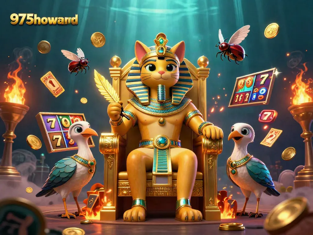 Experience the excitement of 975howard with a vibrant casino-themed 3D illustration featuring dynamic game elements.