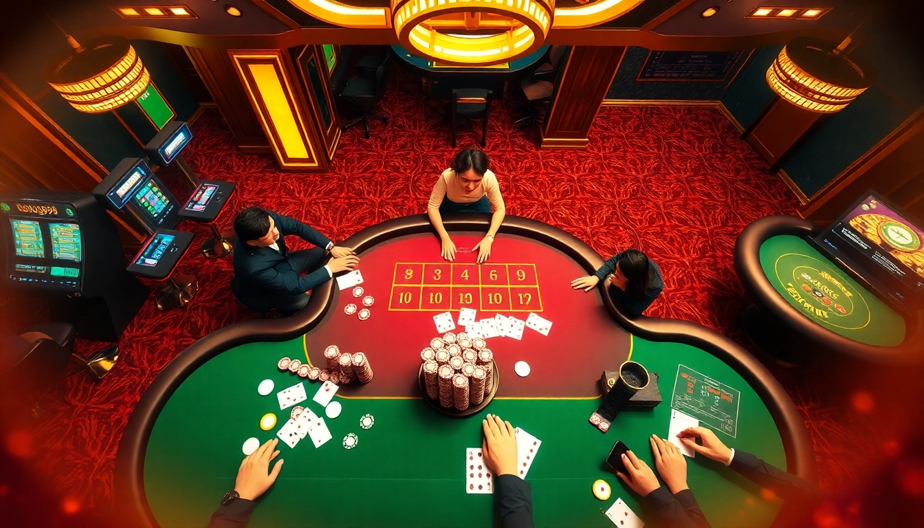 Bong99 betting scene showcasing engaging professional gamblers and exciting casino games.