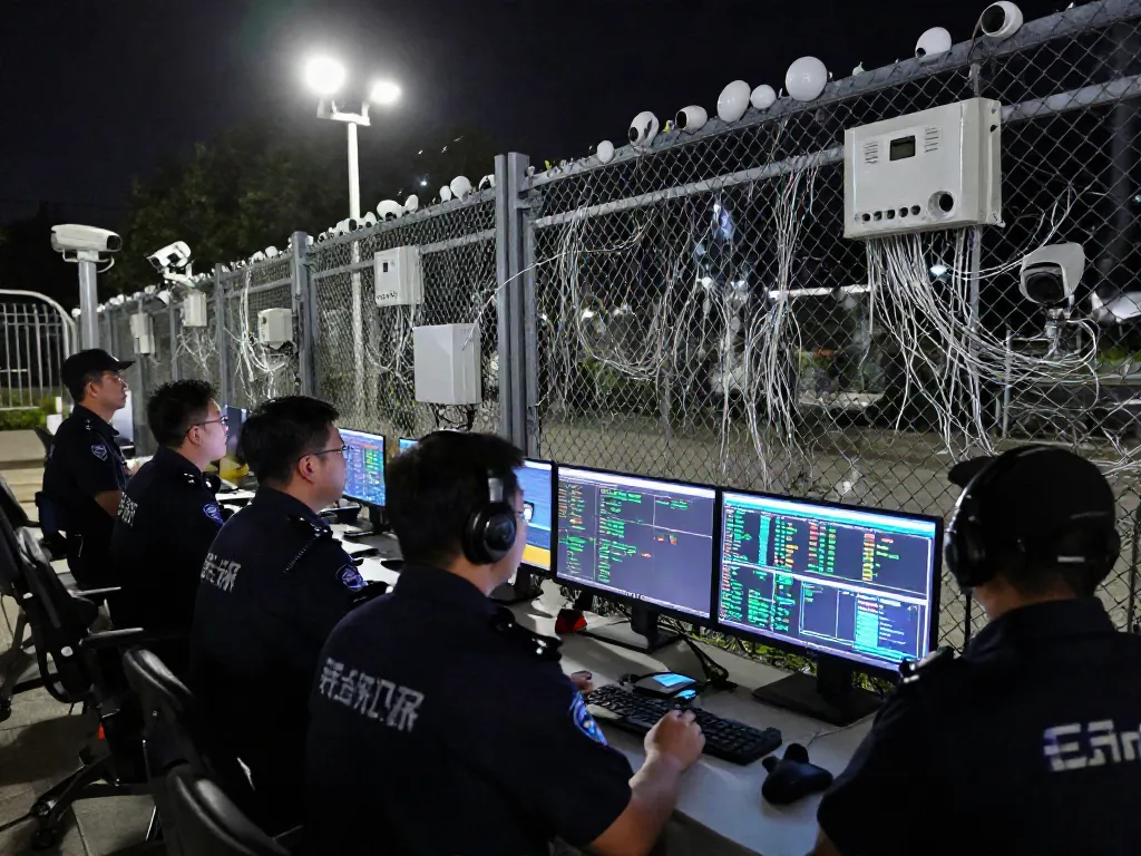 Sabotageschutz für kritische Infrastruktur durch innovative faseroptische Überwachungssysteme und Sicherheitskräfte.