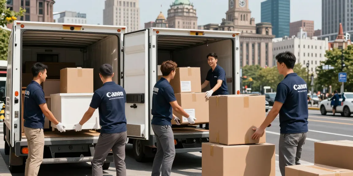 Umzugsunternehmen Worms - Professionelles Umzugsteam beim Laden von Möbeln in einen Transporter in urbaner Umgebung.