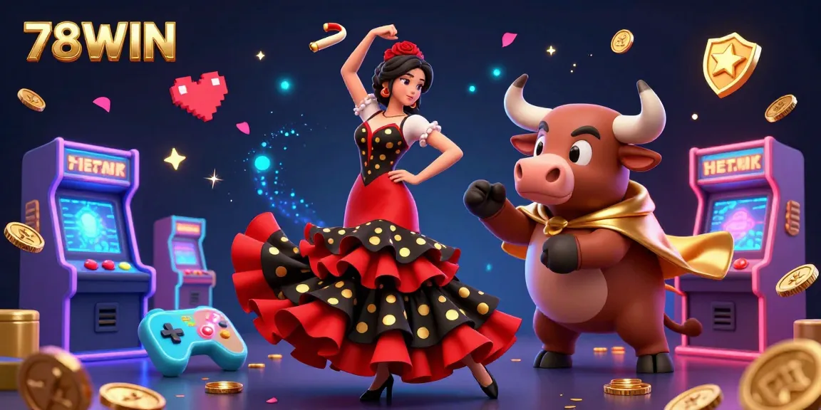 Engage in thrilling gameplay at 78WIN with a vibrant 3D casino scene celebrating excitement and rewards.