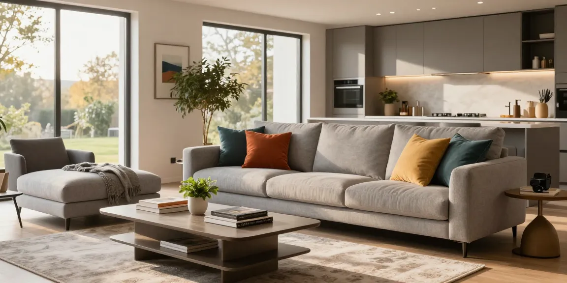 Einladendes modernes Wohnzimmer mit lebendiger Dekoration, perfekt für möbel direkt bestellen.