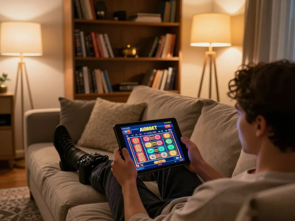 Experience AI88BET online gaming effortlessly in a cozy home setup with engaging visuals.