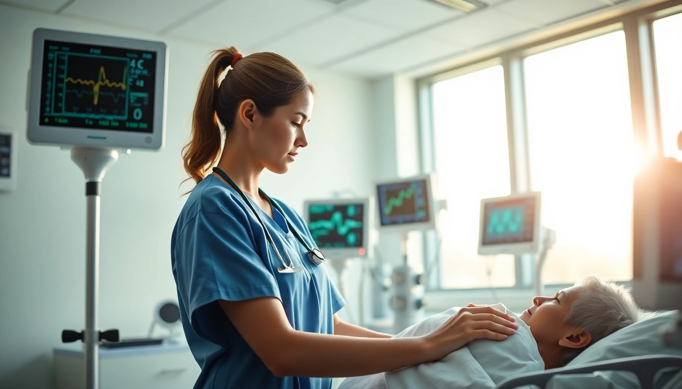 Intensivpflege Frankfurt durch eine Krankenschwester im modernen Krankenhaus zur Patientenversorgung.
