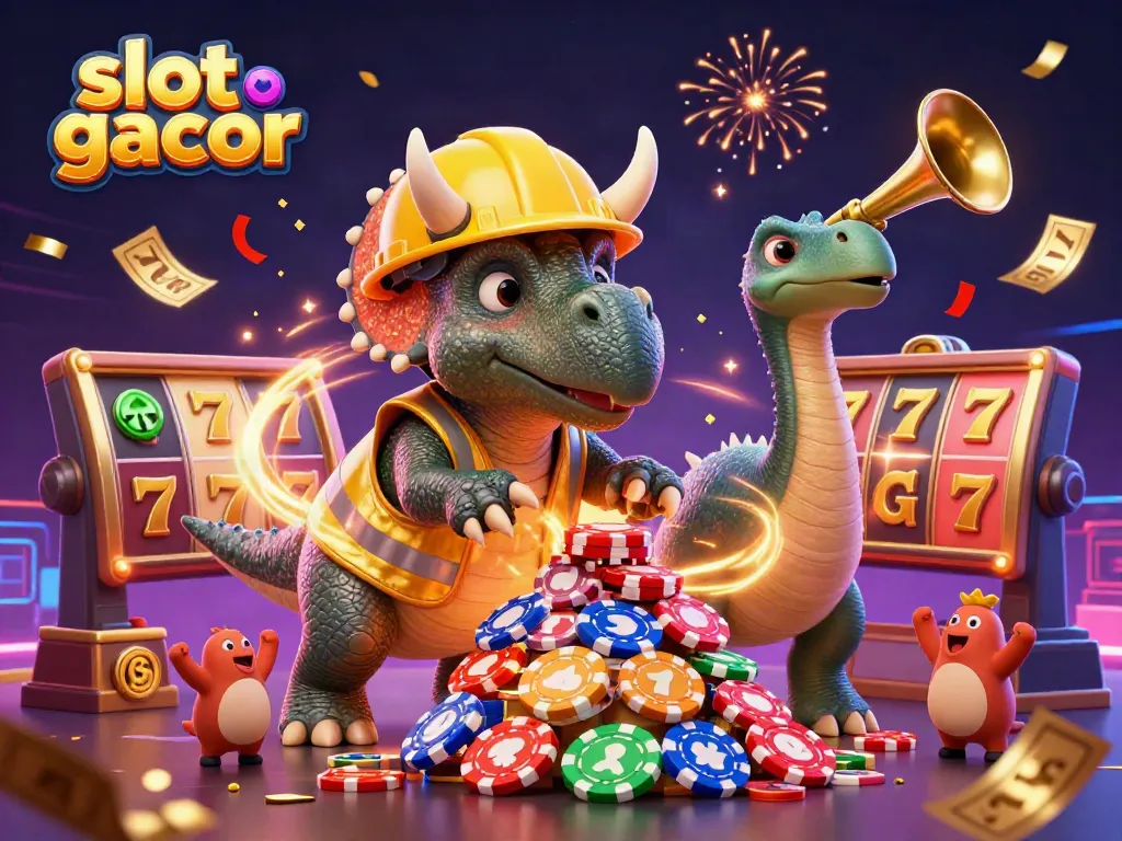 Experience thrilling moments with slot gacor gameplay as colorful slot symbols celebrate victories.