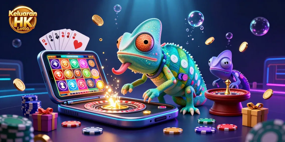 Keluaran Hk Lotto live results showcase exciting game elements with a colorful casino theme.