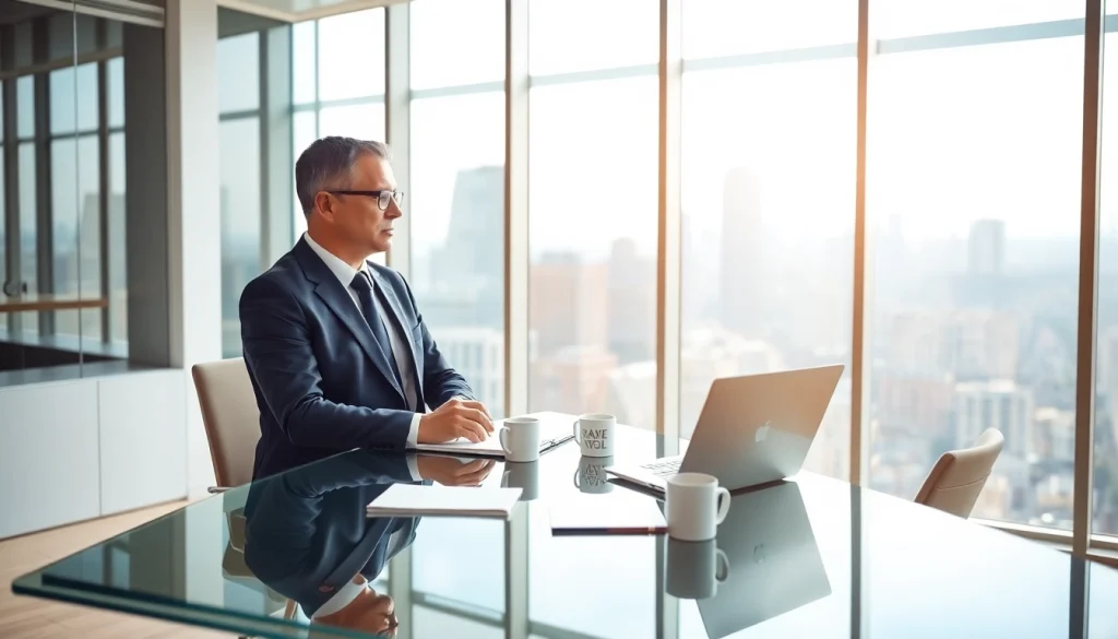 Headhunter engaging professionally with a job candidate in a modern office setting.