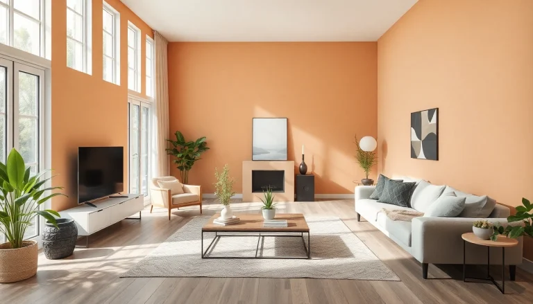 Raumgestaltung eines einladenden Wohnzimmers mit natürlichem Licht und stilvollen Möbeln.