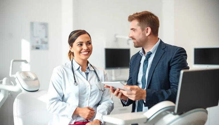 Headhunter Zahnmedizinische Fachangestellte im Gespräch in einer Zahnarztpraxis, um qualifizierte Fachkräfte zu finden.