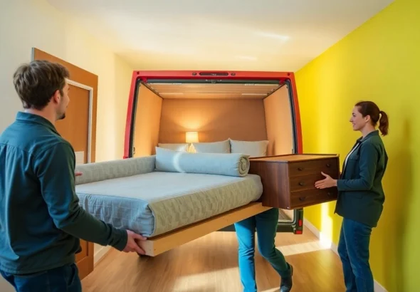 Entrümpelung Wien, professionelles Team bei der Wohnungsräumung in hellem Raum.