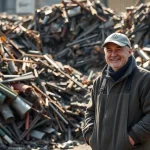 Schrotthändler Düsseldorf sortiert Metallabfälle professionell in der Werkstatt.