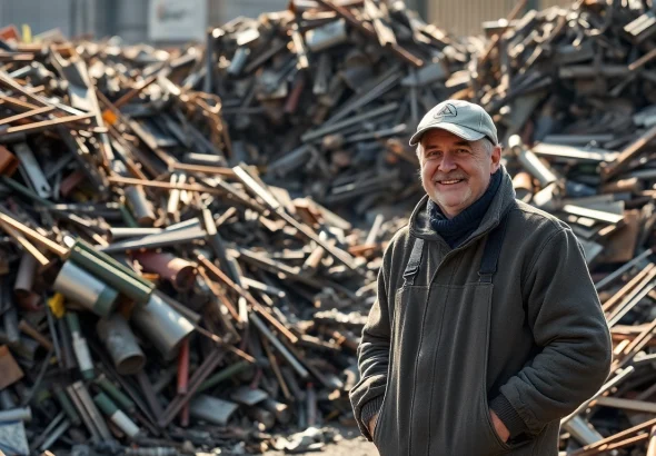 Schrotthändler Düsseldorf sortiert Metallabfälle professionell in der Werkstatt.