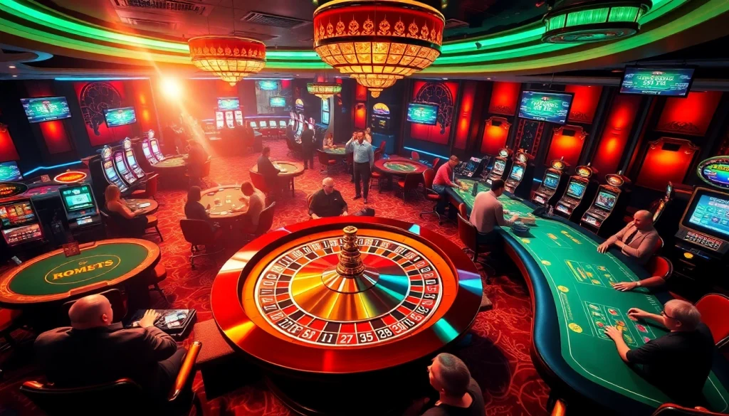 Experience the thrill of online gaming at https://topclub.site/, featuring casino tables and vibrant atmosphere.