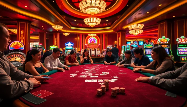Experience the thrill of gambling at https://xx88cn.com/ with a vibrant poker table scene in a luxurious casino.