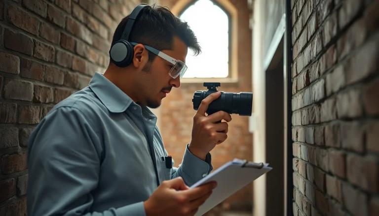 Gefahrenstoffe im Altbau erkennen durch einen Experten bei der Prüfung von Wänden.