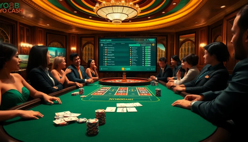 Experience the thrill of gaming at https://yo88.cash/, with vibrant casino tables and excited players.