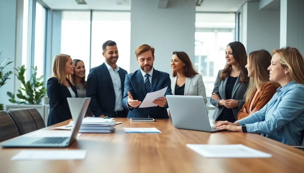 Headhunter Schweiz im modernen Büro mit engagierter Diskussion über Karrierechancen