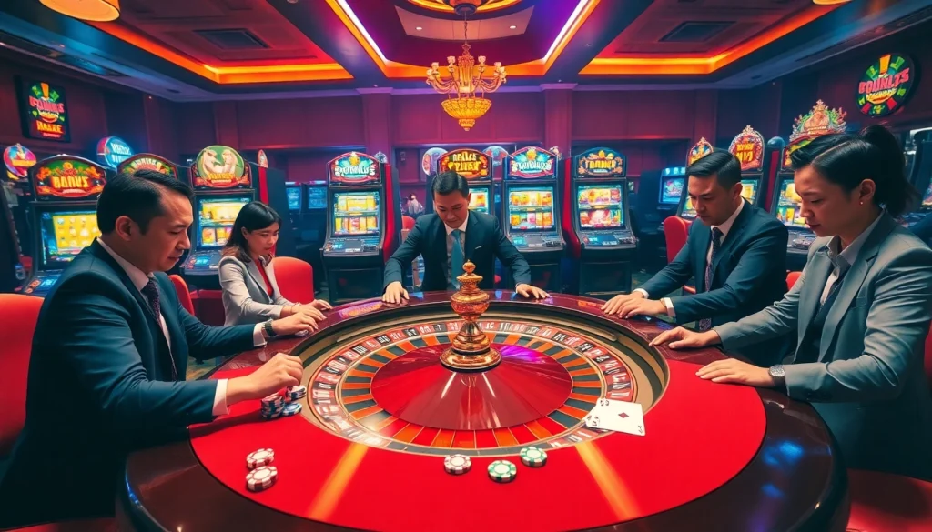 Experience the thrilling gameplay of 88i game at a vibrant casino table with roulette, poker chips, and cards.