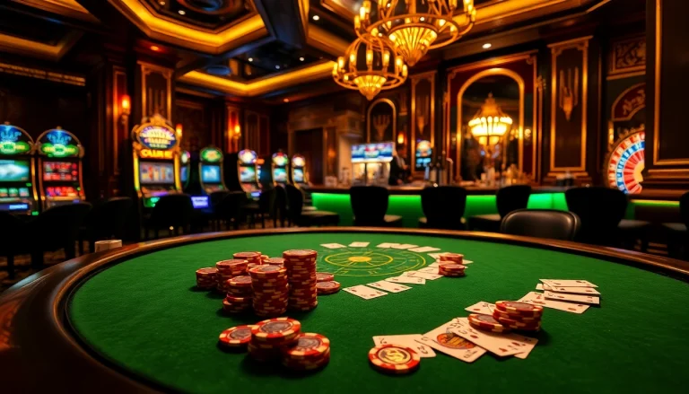 High-stakes poker scene featuring MM 88-themed casino tables, rich ambiance, and glamorous decor.
