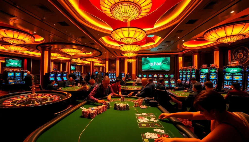 Excited players engaging in a high-stakes poker game at qh88 casino.