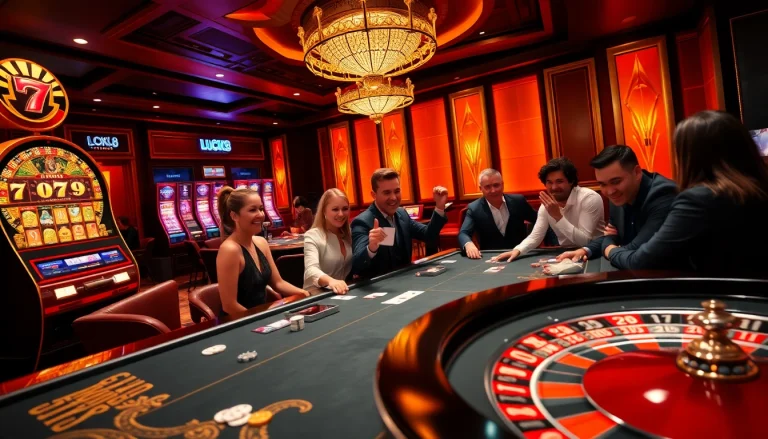 Người chơi ăn mừng chiến thắng tại casino LUCK8 với những máy đánh bạc sống động và roulette cổ điển.