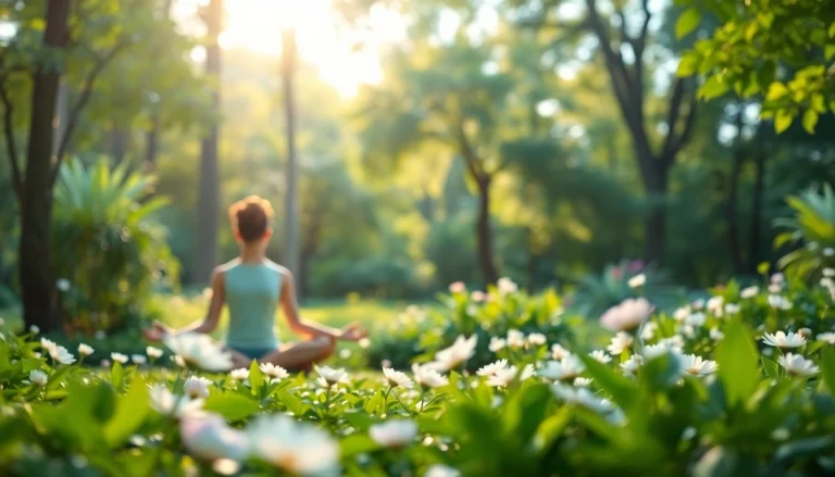 Enhancing emotional wellbeing through mindfulness in a peaceful garden scene.