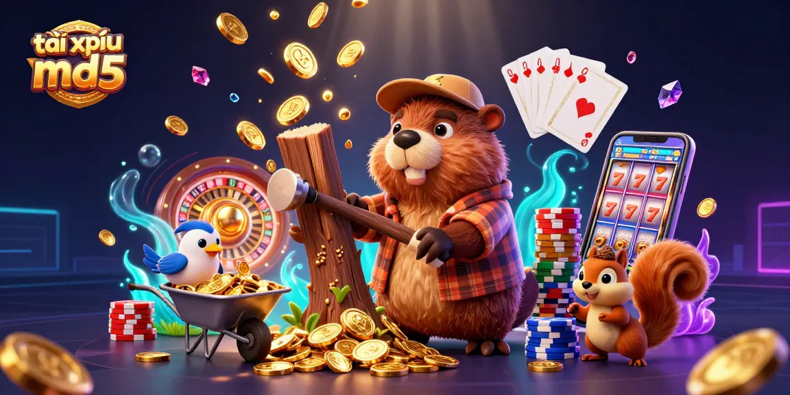 Engage with the thrill of tài xỉu md5 as golden coins rain down in this vibrant casino scene.